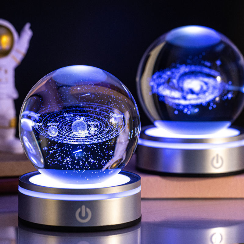 Flag Village Creative 3D Inner Carving Luminous Crystal Ball Colorful Gradient Small Night Lamp Home Decorations Gifts Selection