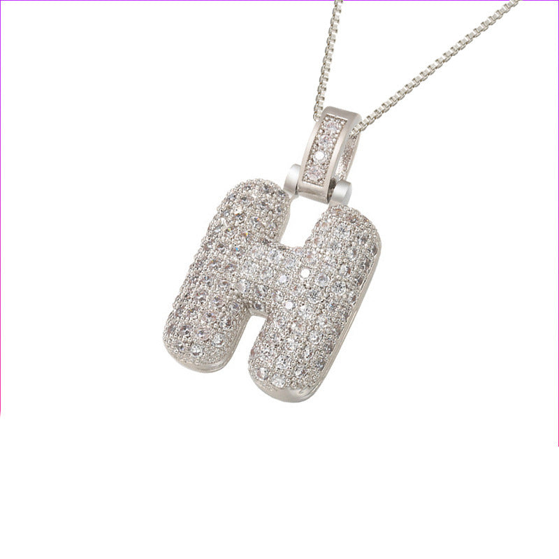 Flag Village Clavicle Chain Copper Micro Inlaid Zircon 26 Letter Pendant Necklace For Women's Birthday Jewelry Gifts
