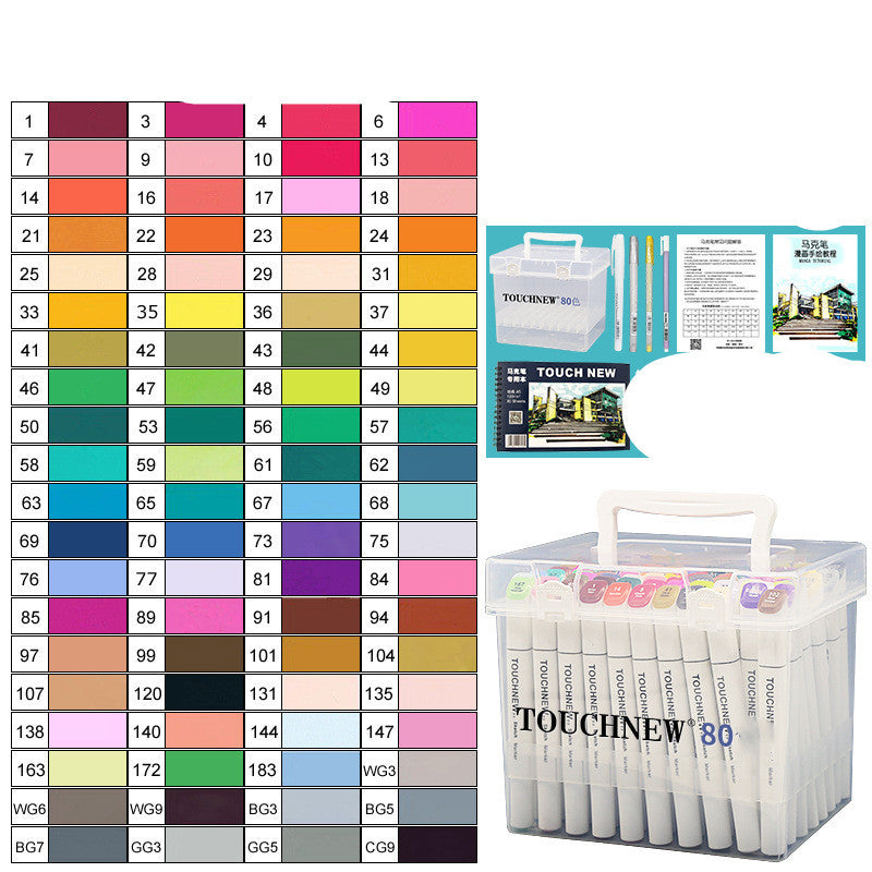 Flag Village TOUCH NEW7 Generation Double-headed Oily Marker Set Student Painting Colored Pen Gift Box