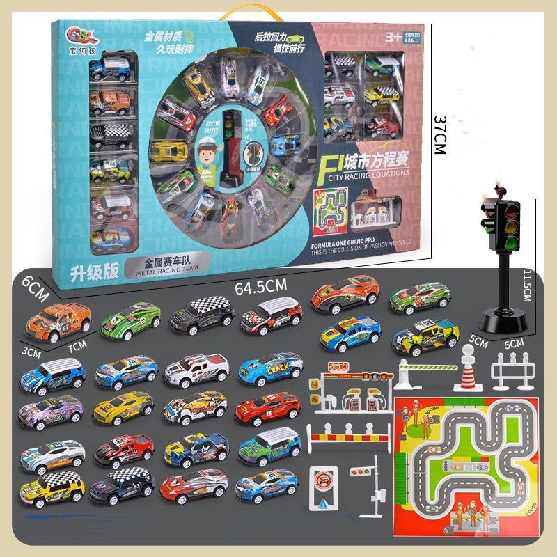 Flag Village Alloy Metal Car Model Non-duplicate Children's Simulation Model Car Set High-grade Gift Box