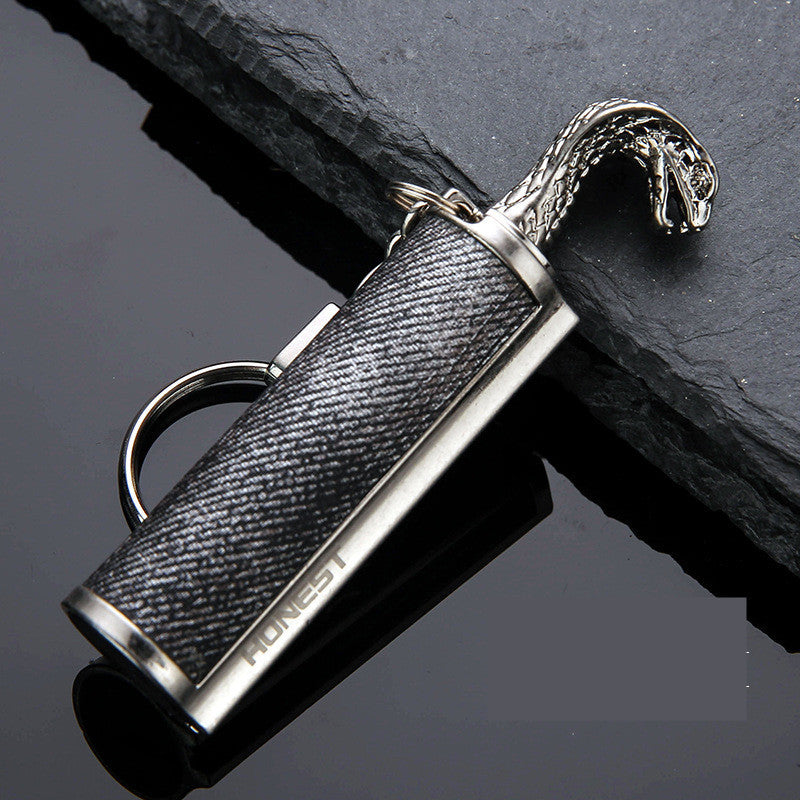 Flag Village Creative Metal Keychain Lighter Wild Fire Ten Thousand Times Use Kerosene Lighters Gifts For Men
