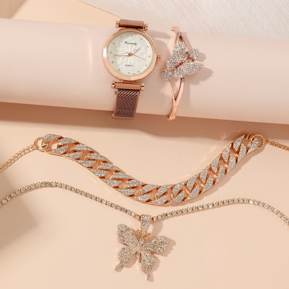 Flag Village Women's Five-piece Gift Box Quartz Wrist Watch