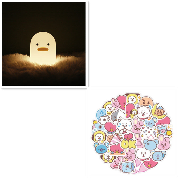 Flag Village Nordic Cute Lovely Cartoon Dull Duck Led Night Light Silicone USB Charging NightLight Holiday Gifts Kids Room Bedside Bedroom
