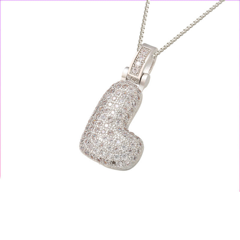 Flag Village Clavicle Chain Copper Micro Inlaid Zircon 26 Letter Pendant Necklace For Women's Birthday Jewelry Gifts