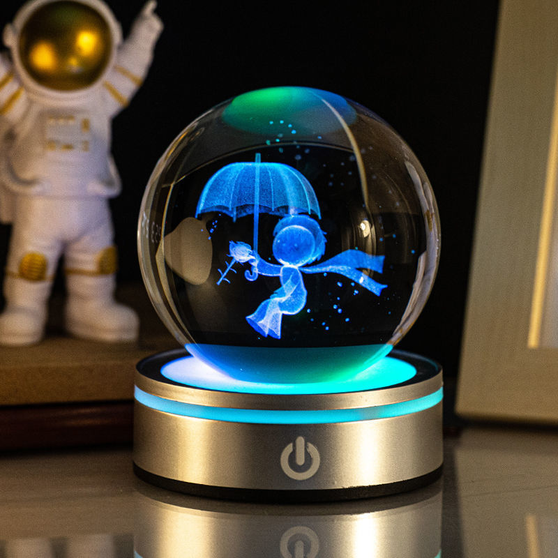 Flag Village Creative 3D Inner Carving Luminous Crystal Ball Colorful Gradient Small Night Lamp Home Decorations Gifts Selection