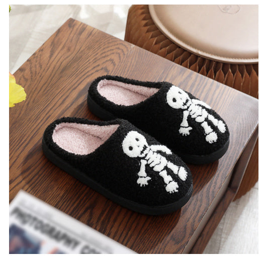 Flag Village Halloween Funny Spider Ghost Scary Flat Indoor House Shoes For Women Men Soft Plush Cozy Horror Halloween Gifts