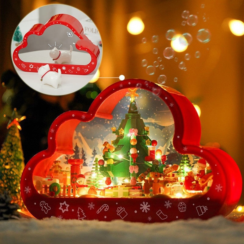 Flag Village Christma New Style Assembled Building Block Toys Cloud Night Lamp Decorative Mirrors Frame LED Table Lights Creative Desk Bedroom Handmade Birthday Gifts