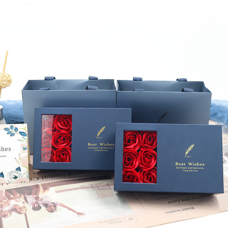 Flag Village Fashion Creative Royal Blue 6 Roses Window Gift Box