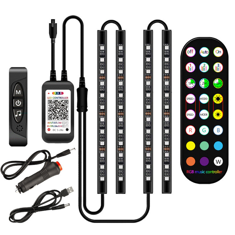 Flag Village Auto Tools Styling Decorative Lamp LED Car Interior Light Waterproof Ambient Lamp Of Wireless Remote Music Control Car RGB Strip Lights