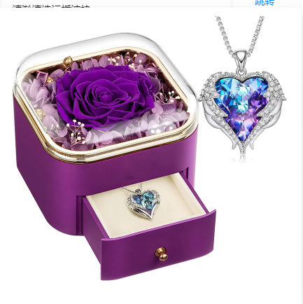 Flag Village Valentines Day Rose Flower Drawer Jewelry Box Earrings Ring Necklace Storage Valentine's Day Gift Box Romantic Jewelry Packaging Box