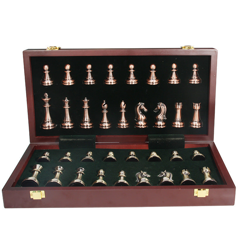 Flag Village Chess Match Special High-end Gift Box Set Solid Wood Folding Board Large Pieces Chess