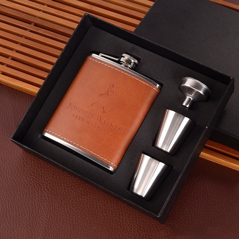 Flag Village 7oz Stainless Steel Bottle Set Portable Gift Box