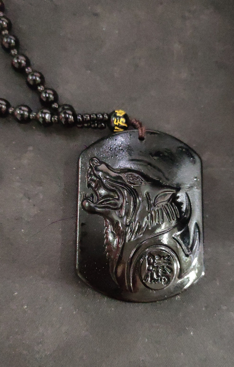 Flag Village New Obsidian Carving Wolf Head Amulet Pendant Necklace Blessing Lucky Men Necklaces Jewelry Gifts