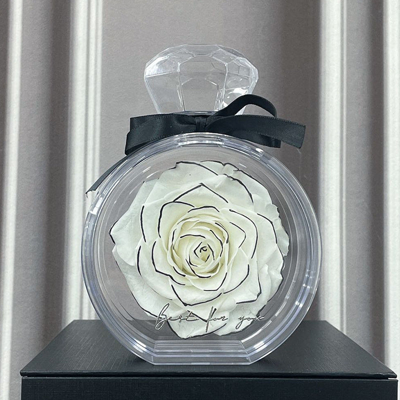 Flag Village Natural Eternal Flower Ornaments Transparent Cover Dried Rose Gift Box For Christmas New Year Valentine's Day Home Decor