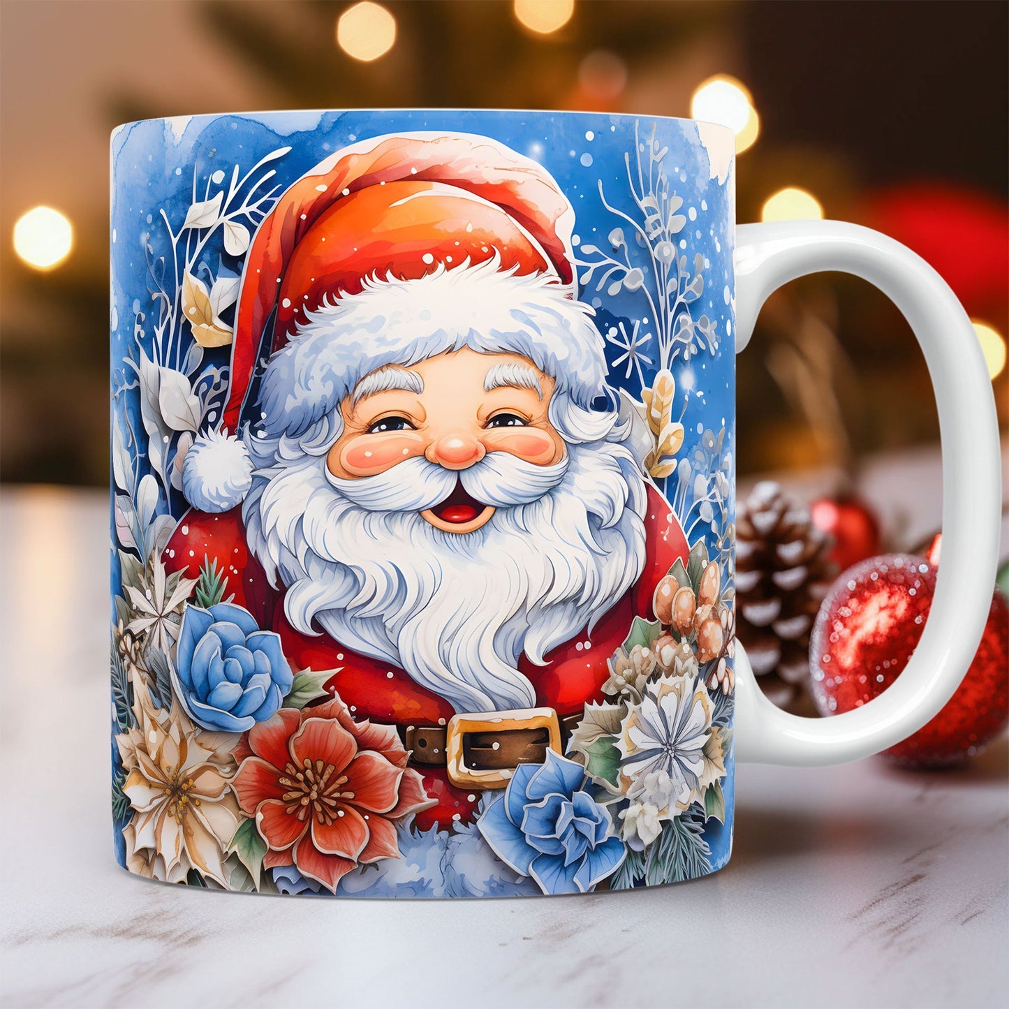 Flag Village Creative 3D Christmas Ceramic Mug Unique Space Design Snowman Santa Coffee Cup Tea Milk Mug Christmas Gifts For Kids Adults Kitchen Gadgets