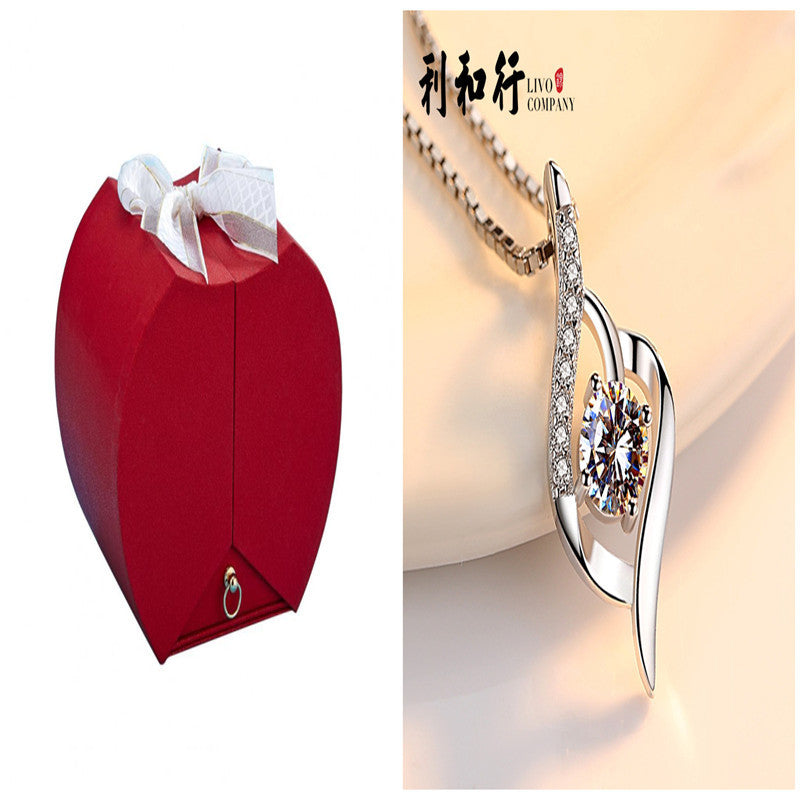 Flag Village Creative Eternal Flower Necklace Ring Double Gift Box