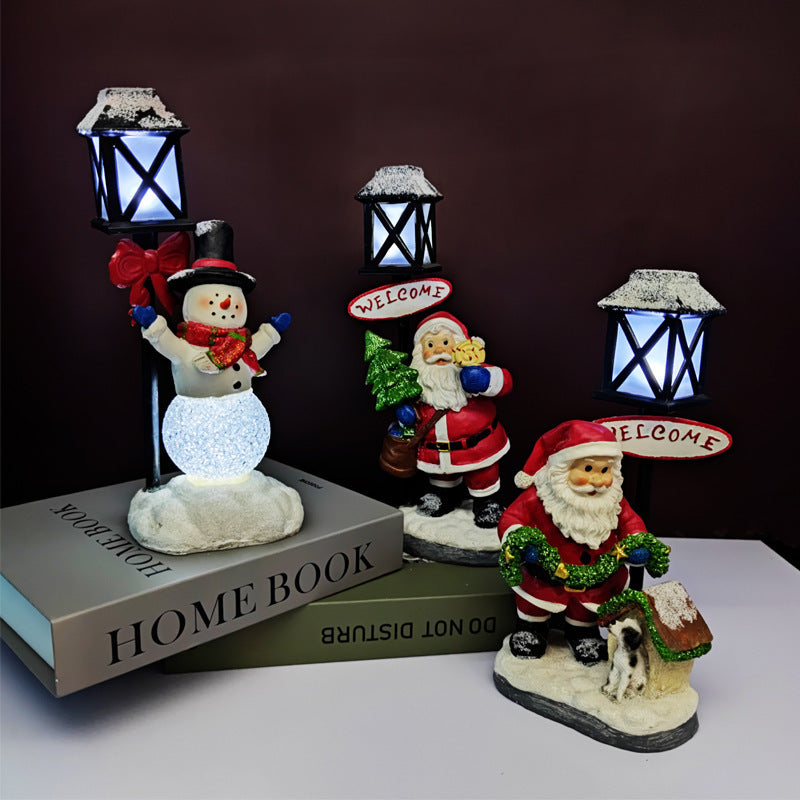 Flag Village Christmas Gifts Resin Christmas Snowman Night Light Decoration Christmas Gifts Crafts