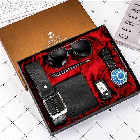 Flag Village Watch Wallet Sunglasses Belt Gift Box Set For Men