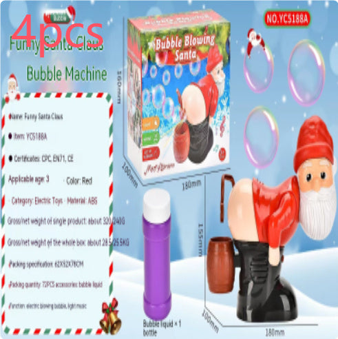Flag Village Electric Santa Claus Bubbles Machine Blowing Bubbles Music Light Entertainment Toy Prank Funny Ornament Christmas Gifts Christmas Decorations