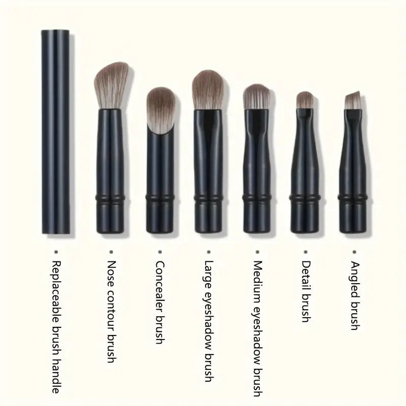 Flag Village 6Pcs Mini Travel Makeup Brushes Set With Box Portable Cosmetic Powder Foundation Blush Blending Concealer Make Up Brushes Set