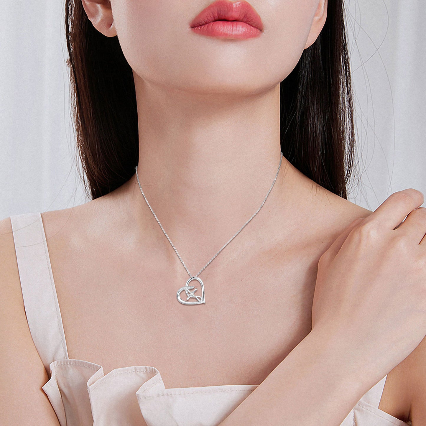 Flag Village Cross Necklace for Women 925 Sterling Silver Love Heart Infinity Faith Necklace Hope Pendant Cross Jewelry Gifts for Girls Men