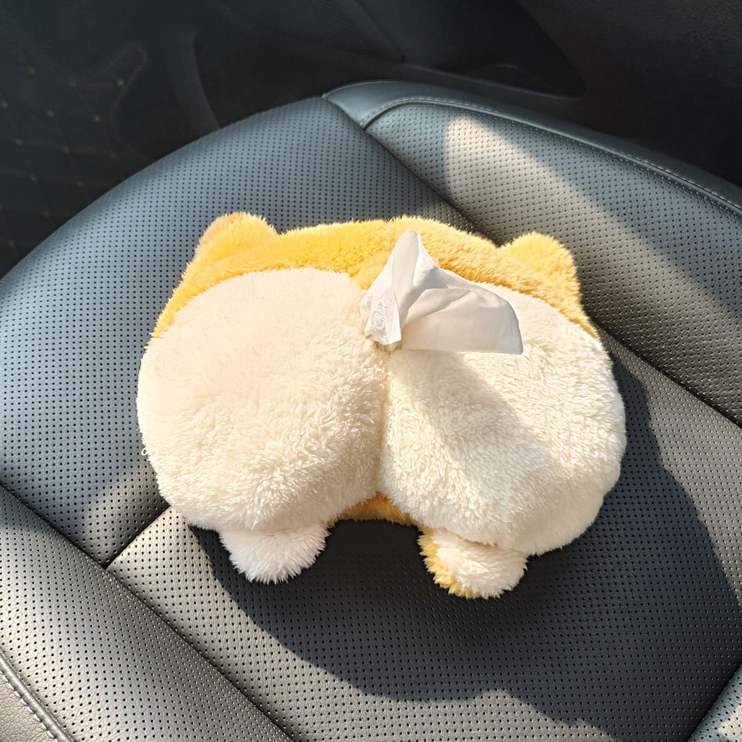 Flag Village Auto Tools Tissue Box Cover Soft Adorable Corgi Butt Shaped Creative Storage Bag Hanging Pouch Tissue Box Wrapper For Car Home