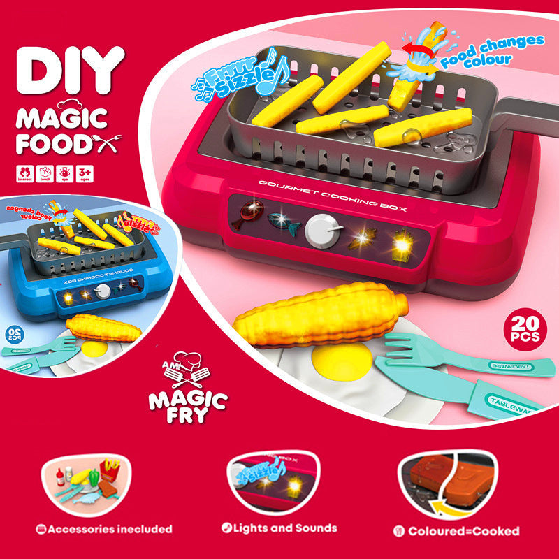 Flag Village Induction Kitchen Cooking Toys Diy Children's Play House Toy Food Recognize Change Color Toys Kids Gifts