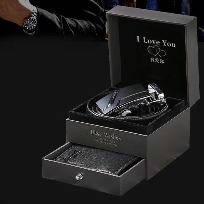 Flag Village Leather Belt Wallet Gift Box Set Holiday Gift Watch