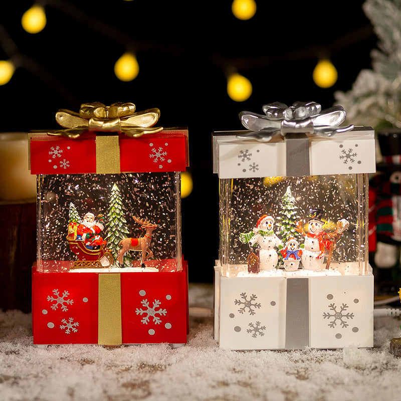 Flag Village Christmas Decoration Gift Box Crystal Ball Small Night Lamp Ornaments
