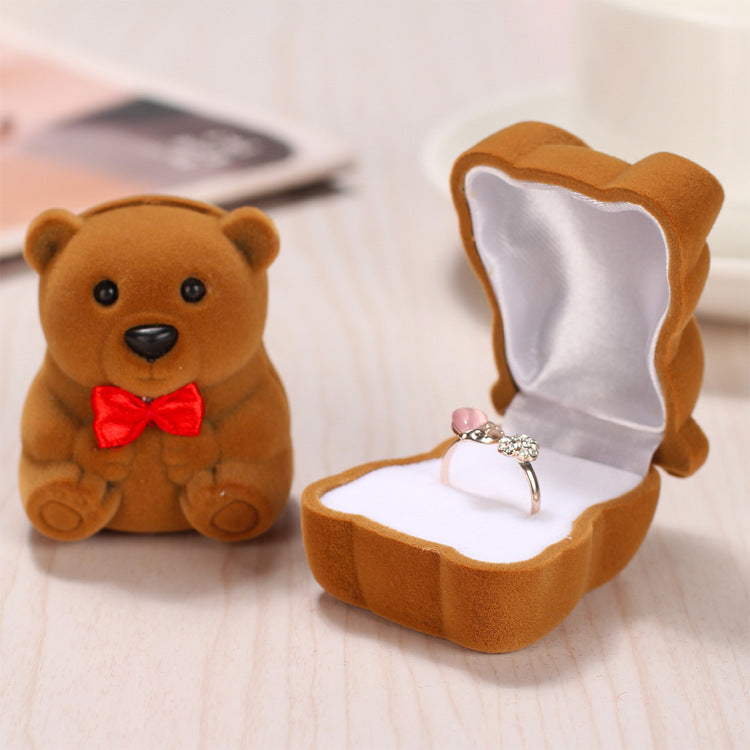 Flag Village Jewelry Box Jewelry Packaging Box Flocking Box Bear Jewelry Box Gift Ring Box