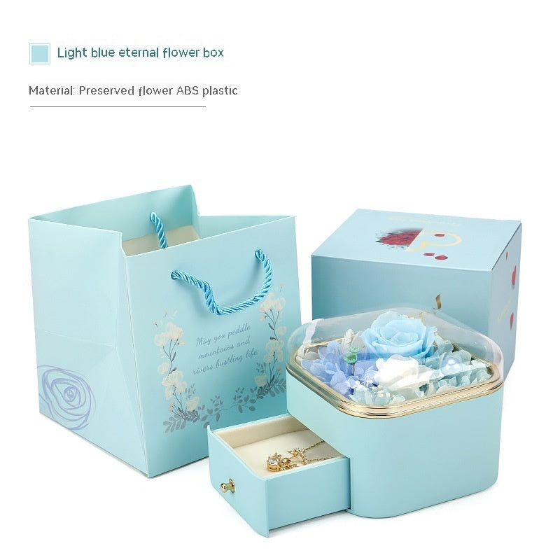 Flag Village Valentines Day Rose Flower Drawer Jewelry Box Earrings Ring Necklace Storage Valentine's Day Gift Box Romantic Jewelry Packaging Box