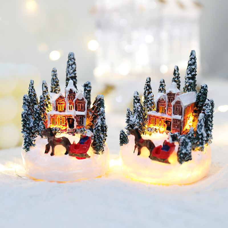 Flag Village Christmas Decorations Resin House Gifts