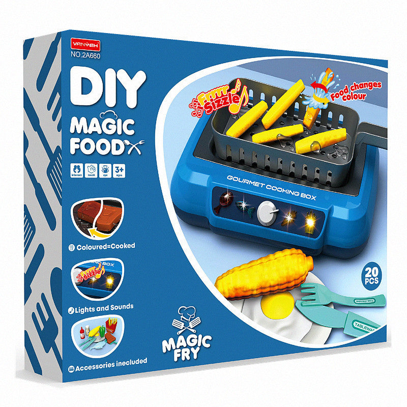 Flag Village Induction Kitchen Cooking Toys Diy Children's Play House Toy Food Recognize Change Color Toys Kids Gifts