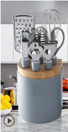 Flag Village Stainless Steel Kitchen Gadgets Household Kitchen Utensils Tray Peeler Egg Beating Scissors Gifts