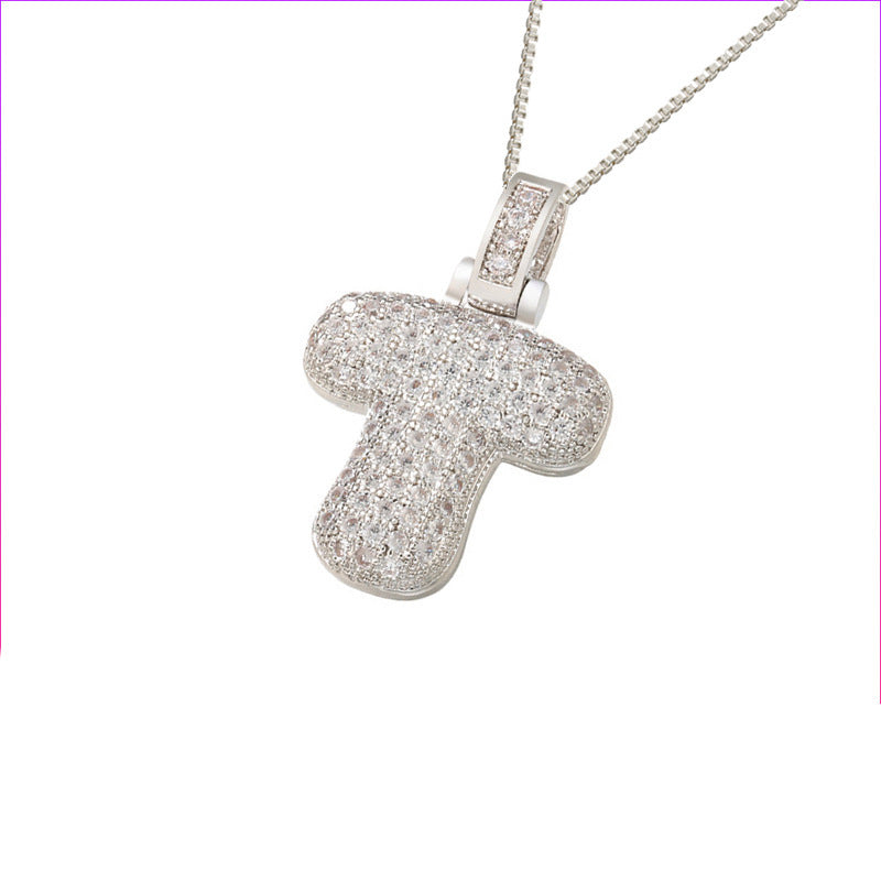 Flag Village Clavicle Chain Copper Micro Inlaid Zircon 26 Letter Pendant Necklace For Women's Birthday Jewelry Gifts