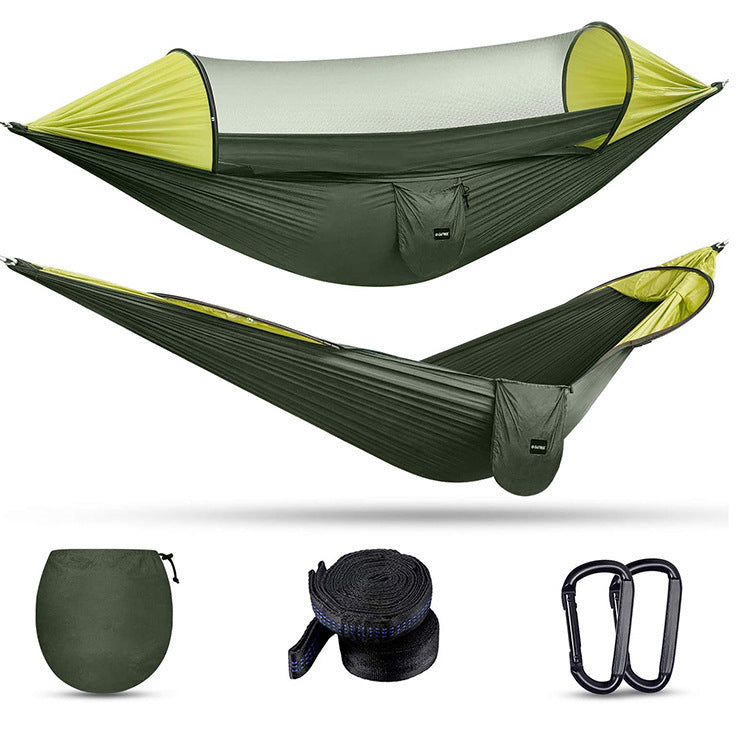 Flag Village Camping Outdoor Automatic Speed Open Hammock Mosquito Net