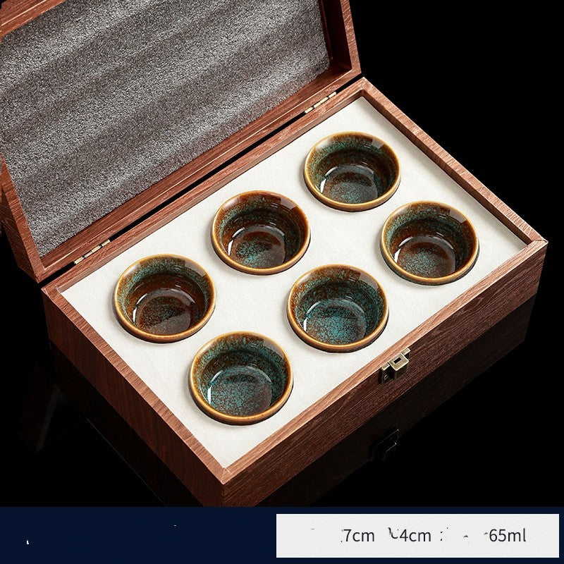 Flag Village High-grade Ceramic Small Tea Bowl Tasting Cups Tealight Gift Box Set