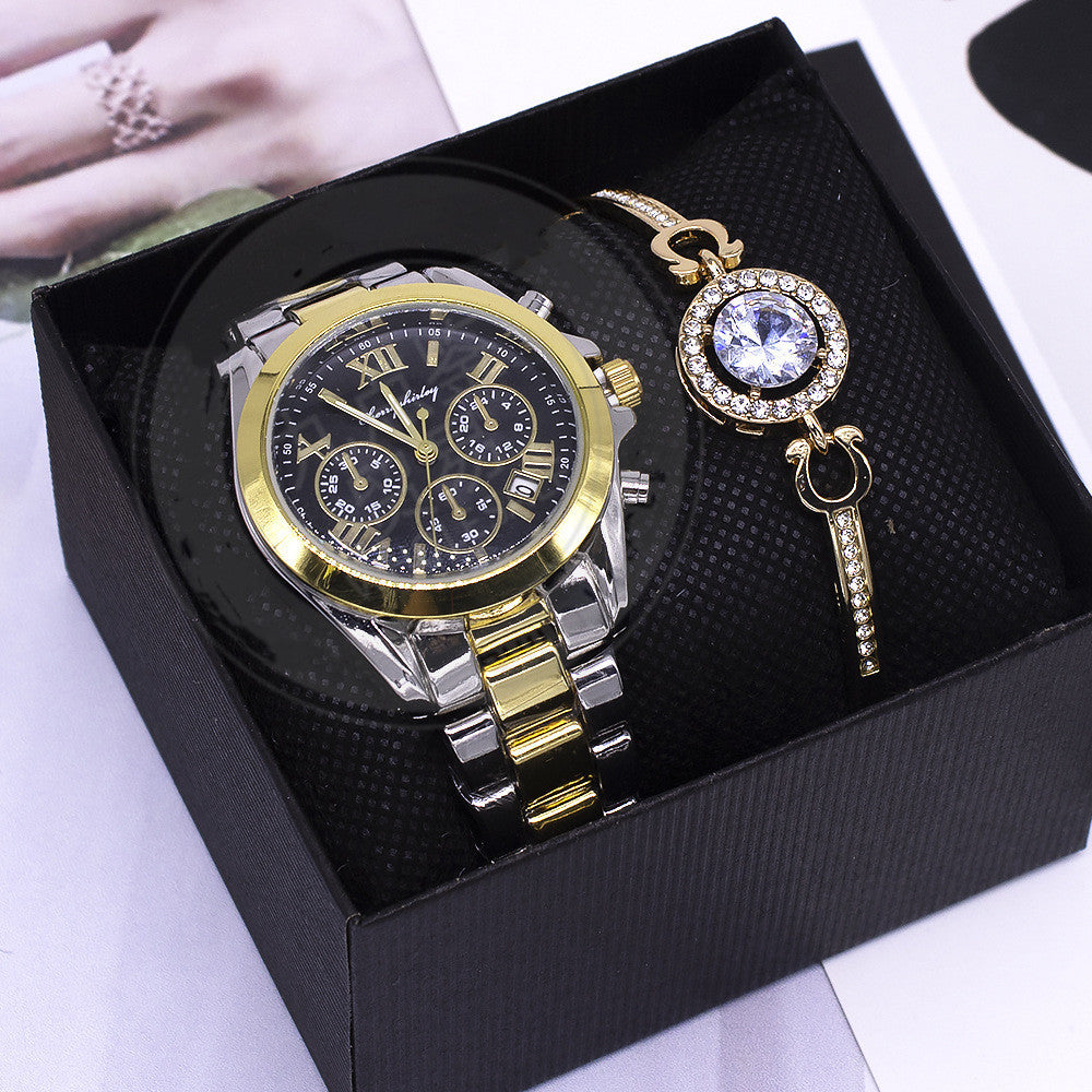 Flag Village With Box Fashion Couple Bracelet Watch Set Gift