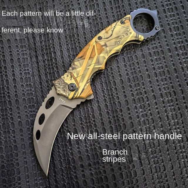 Flag Village Folding Claw Knife High Hardness Folding Knife Portable Multi-Function Split Express Knife