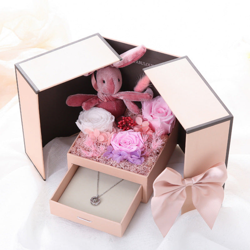 Flag Village Valentine's Day Gift Birthday Rose Drawer Jewelry Eternal Flower Gift Box