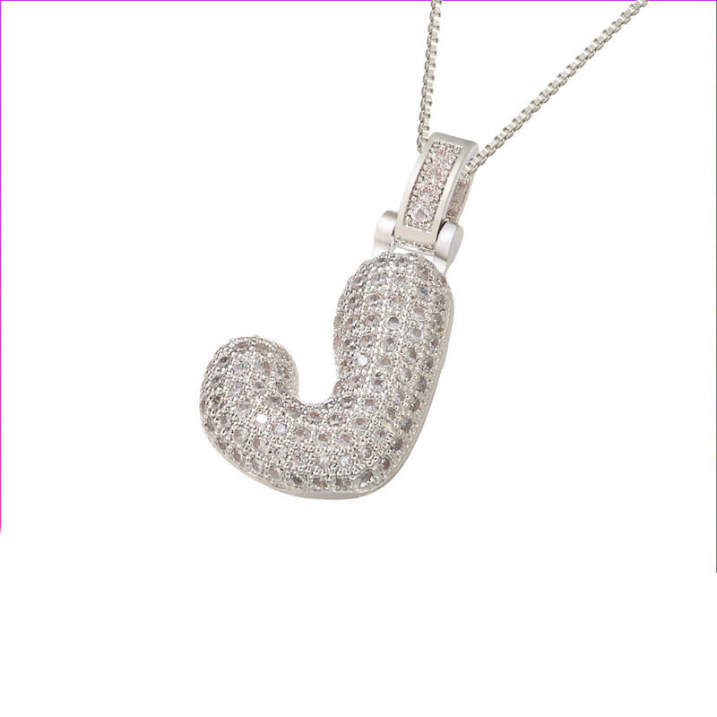 Flag Village Clavicle Chain Copper Micro Inlaid Zircon 26 Letter Pendant Necklace For Women's Birthday Jewelry Gifts
