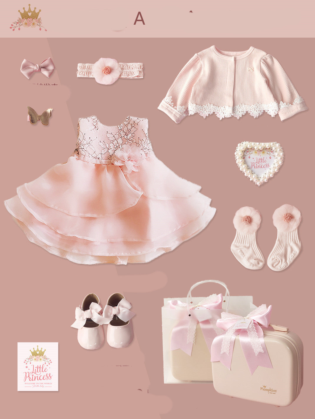 Flag Village Baby High-end Gift Box Little Princess Dress Lace Dress Suit
