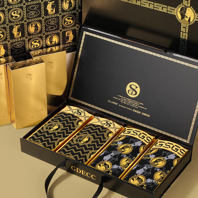 Flag Village Men's Pure Cotton Comfortable Boxer Briefs Breathable Plus Size High-end Gift Box