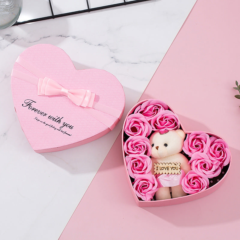 Flag Village Heart-shaped Rose Red Gift Box New Year Christmas Gift Box Valentine's Day Christmas Gift Mother's Day Birthday Gift