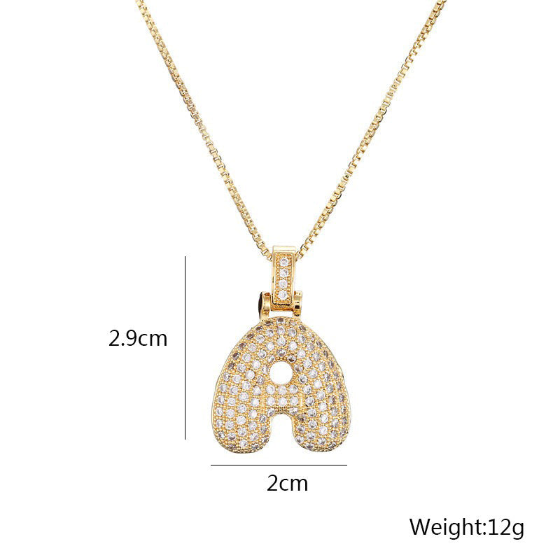 Flag Village Clavicle Chain Copper Micro Inlaid Zircon 26 Letter Pendant Necklace For Women's Birthday Jewelry Gifts