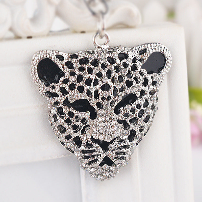 Flag Village Little Creative Gifts Leopard Head Keychain Alloy