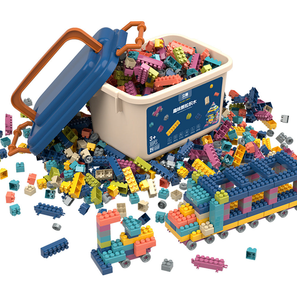 Flag Village Children's Building Blocks Plastic Assembled Educational Toys Portable Gift Box Set