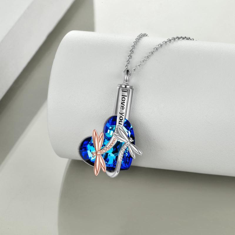 Flag Village Sterling Silver Dragonfly Crystal Urn Pendant Necklace as Gifts for Women