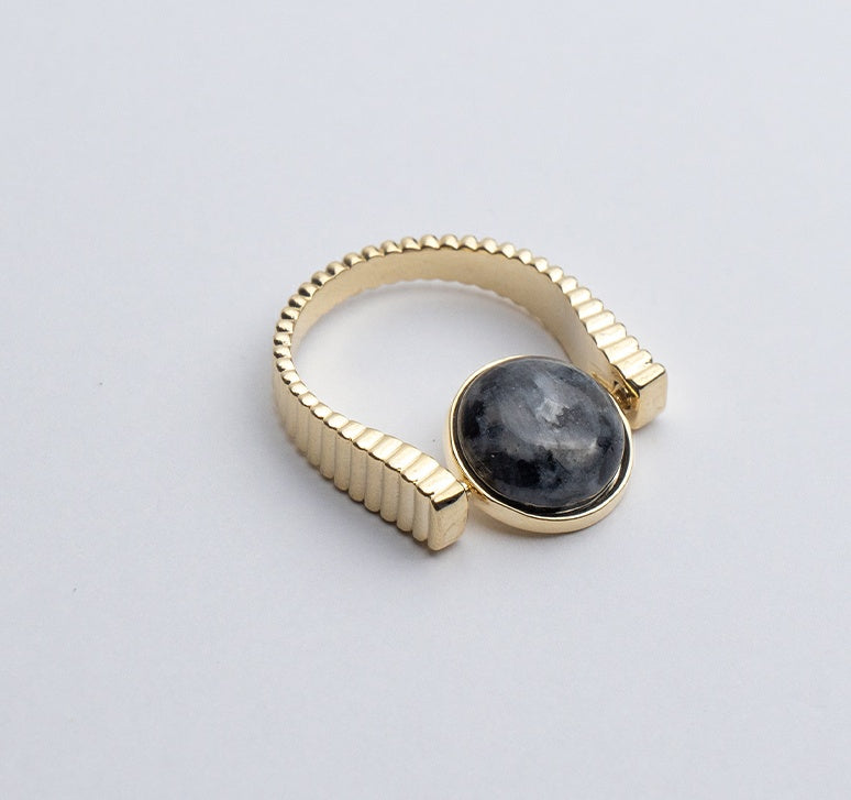 Flag Village Original Fidget Spinner Rings Natural Stone Rings Replaceable Spinners For Anxiety And Stress Relief Jewelry Gifts