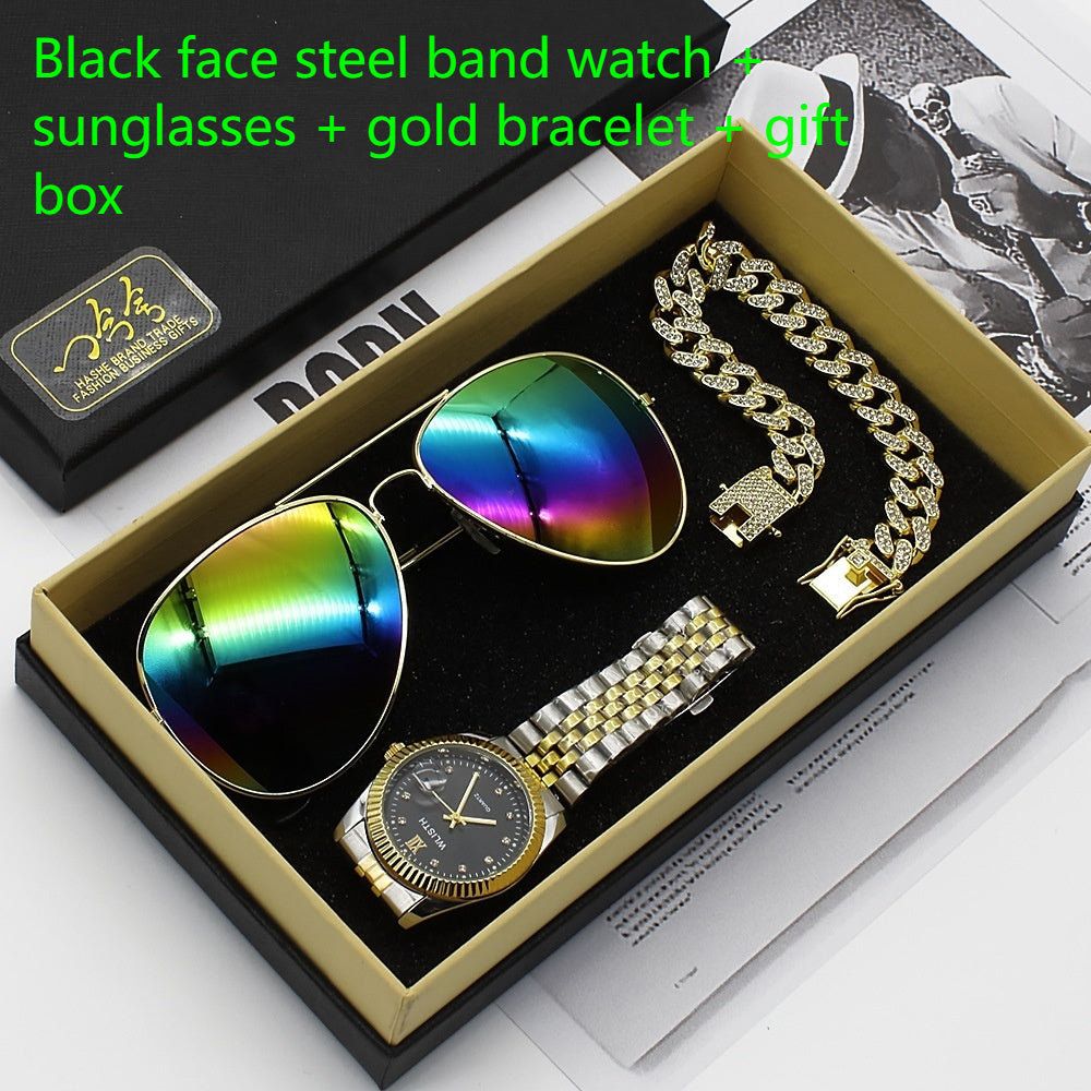 Flag Village Wristwatch Glasses New Men's Watch Business Foreign Trade Sunglasses Watch Gift Box Suit